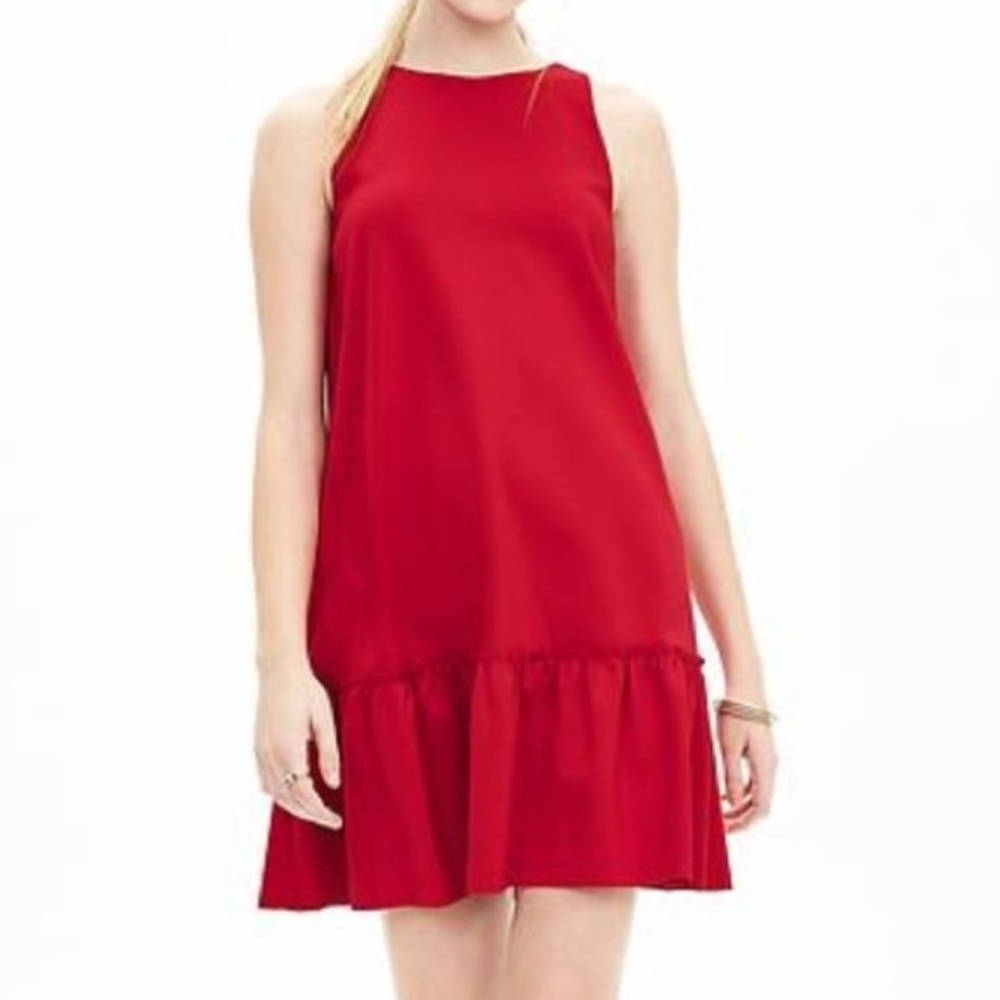 Banana Republic Red Sleeveless Ponte Drop Waist Dress, 8